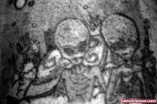 Grey Ink Aliens Tattoos