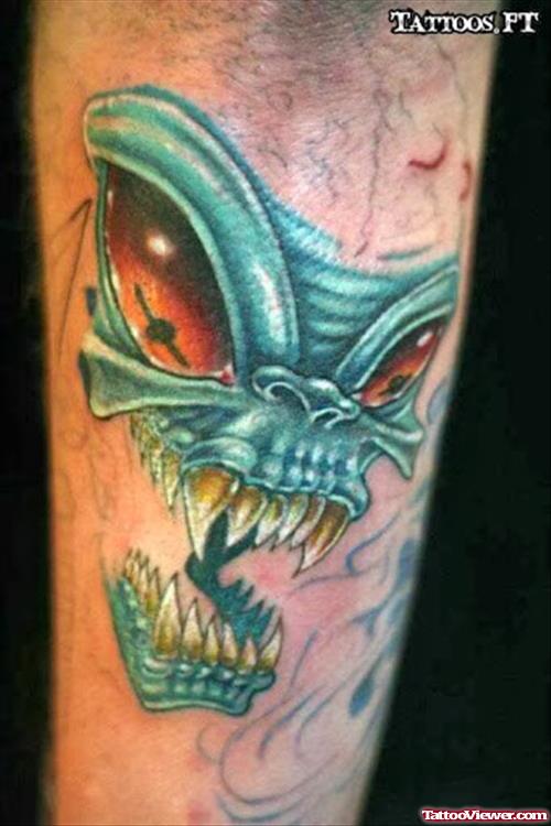 Angry Alien Head Tattoo