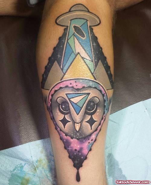 Alien Colored Ink Tattoo On Arm