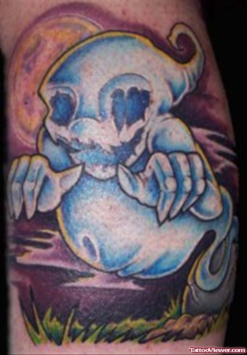 Ghost Alien Tattoo On Left Shoulder