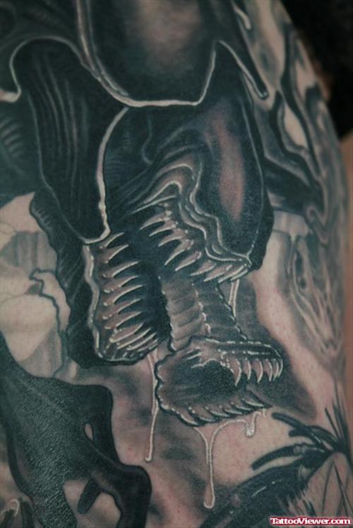 Dark Ink Angry Alien Tattoo