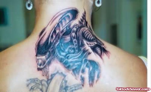 Alien Tattoo On Neck