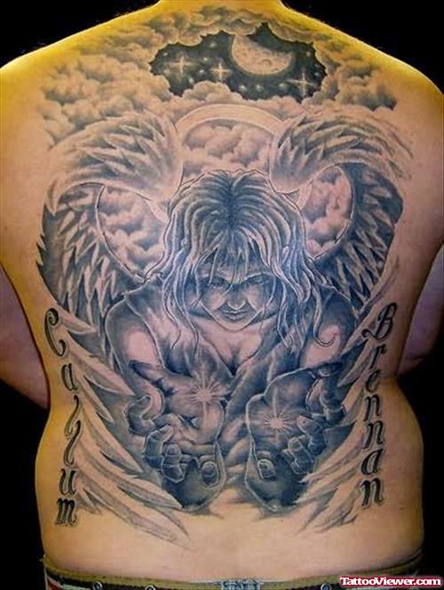 Angel ALien Tattoo On Back