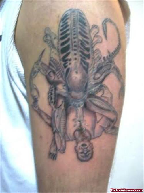 Alien vs Man Tattoo