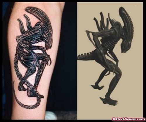 Alien Leg Tattoo