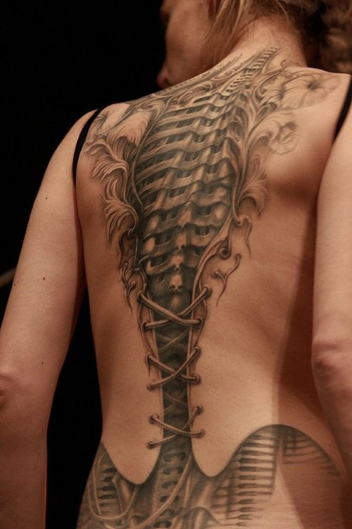 Spine Cord Alien Tattoo