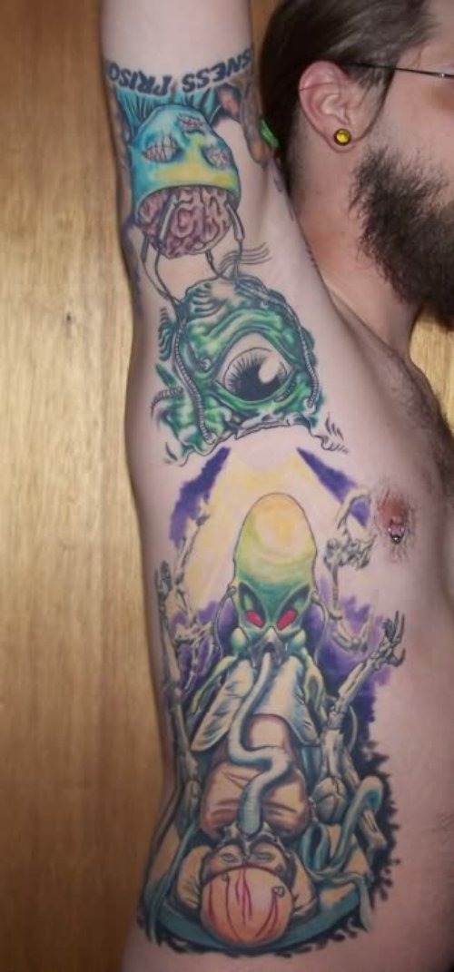 Alien Eyeball Tattoo On Armpit