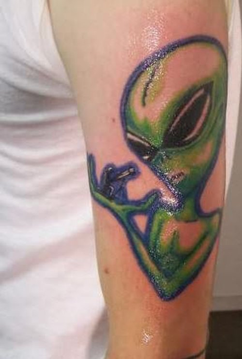Colorful Alien Tattoo