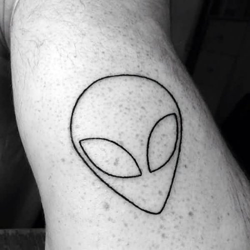 Black Ink Outline Alien Tattoo Design