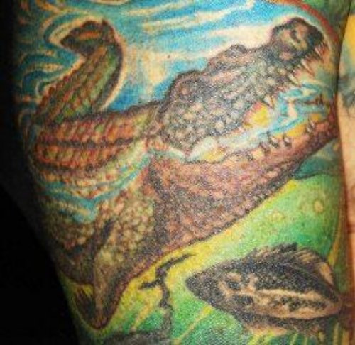 Alligator In Water Tattoo