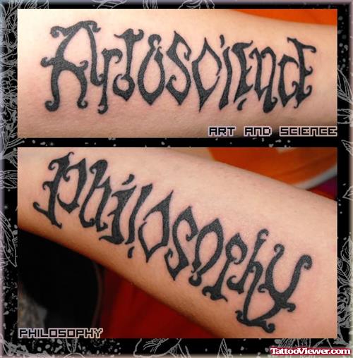 Art&Science Philosophy Ambigram Tattoos