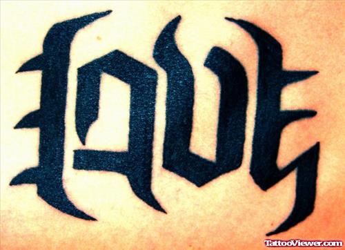 Love Hate Ambigram Tattoo Image