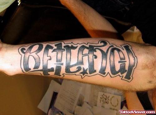Ambigram Grey Ink Tattoo