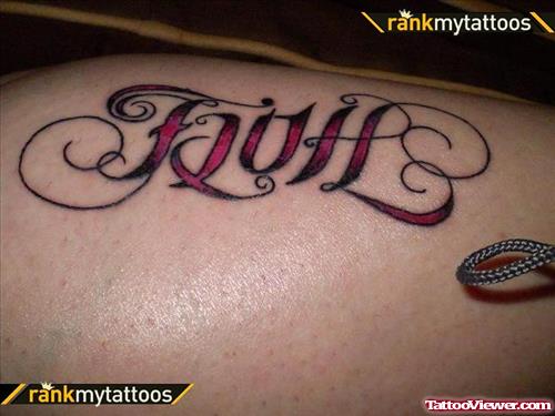 Red Ink Faith Ambigram Tattoo