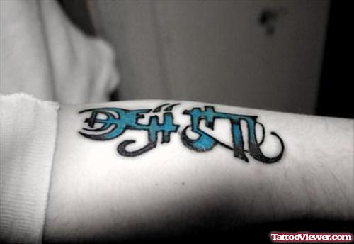 Death Ambigram Tattoo On Arm