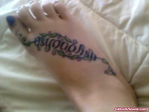 As You Wish Ambigram Tattoo On Right Foot