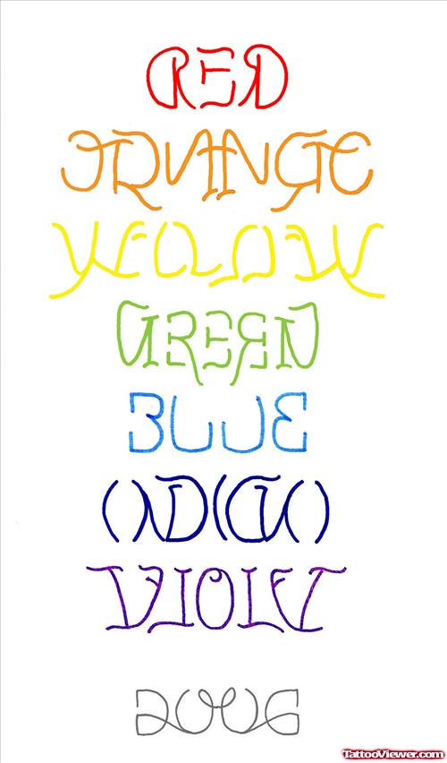 Ambigram Color Names Tattoo Design