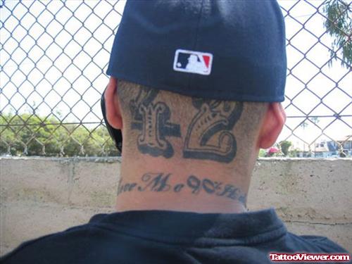 Ambigram Back Neck Tattoo