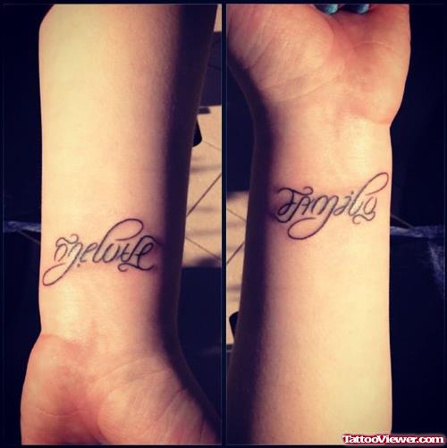 Ambigram Tattoos On Wrists