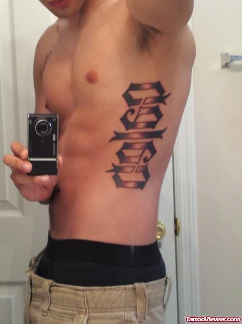 Rib Ambigram Tattoo For Men