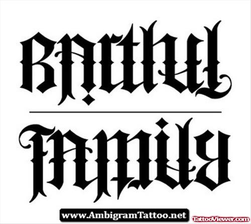 Attractive Family Ambigram Tattoo Design