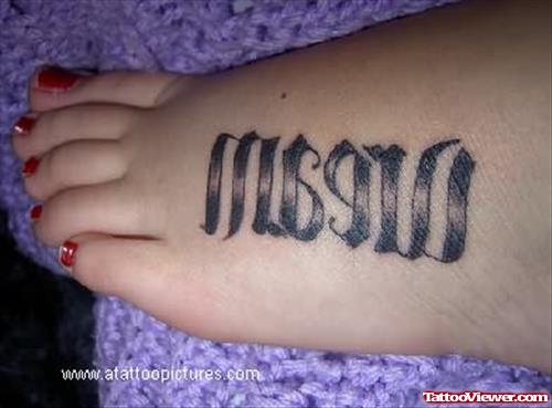 Cute  Ambigram Tattoo on Foot