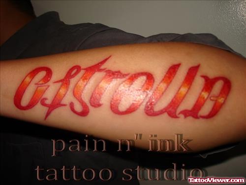 Red Ink Ambigram Tattoo
