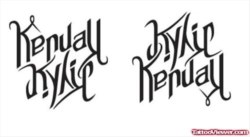 Kendall Kylie Ambigram Tattoo