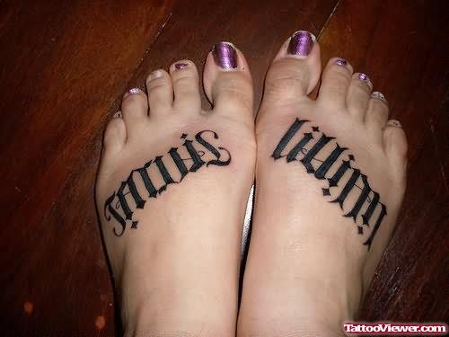 Ambigram Tattoo On feet