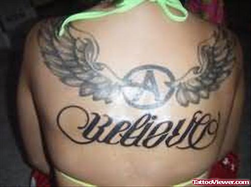 Ambigram Tattoo For Full Back