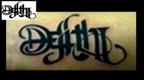 Stylish Death Ambigram Tattoo On Arm