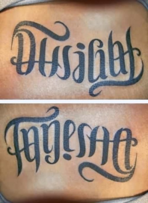 Ambigram  Tattoo On Waist