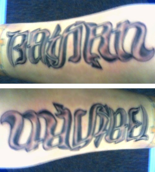 Unique Ambigram Tattoo On Arm