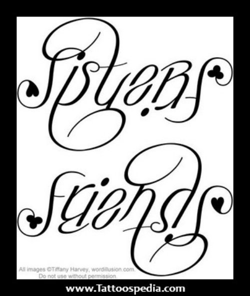 Sisters Friens Ambigram Tattoo Design