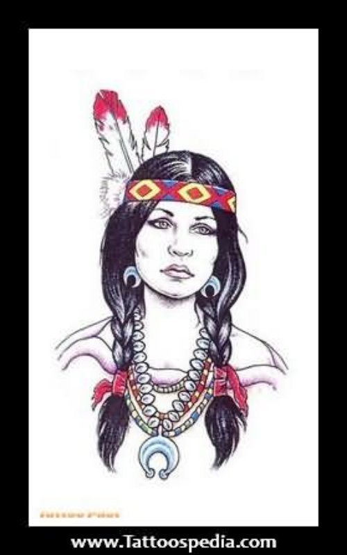 Native American Girl Tattoo Design