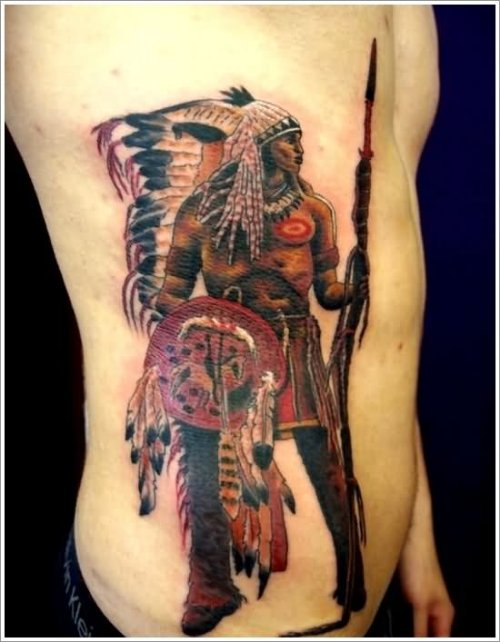 Rib Side Native American Tattoo For Men
