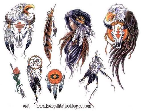 Native American Feathers And Eagle Tattoos Designs
