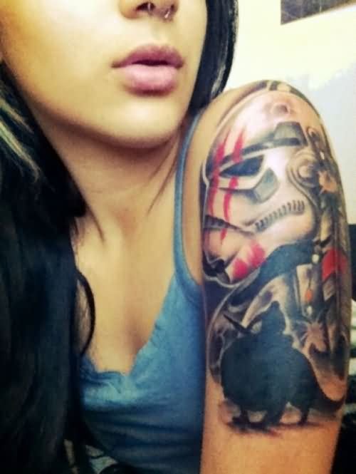 Girl Left Half Sleeve American Tattoo