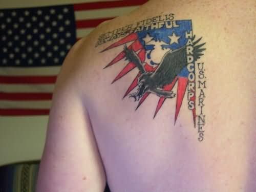 Left Back Shoulder American Tattoo