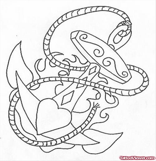 Awesome Rope And Anchor Tattoo Design