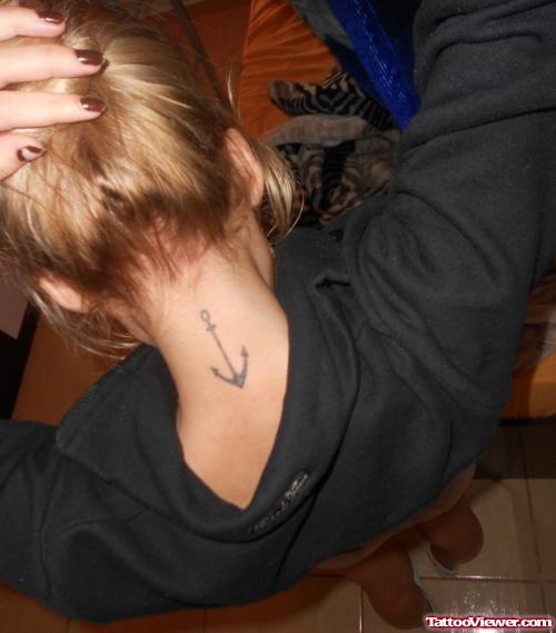Anchor Tattoo on Girl Nape