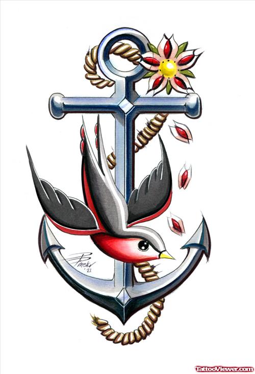 Swallow And Anchor Tattoo Design