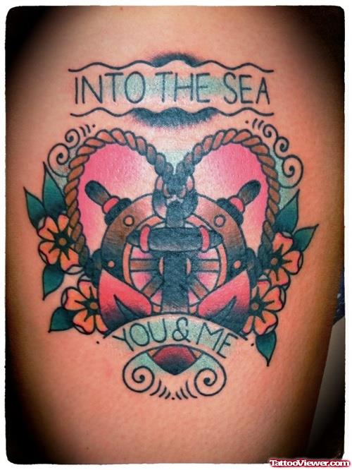 Into The Sea- Slowers And Anchor Tattoo