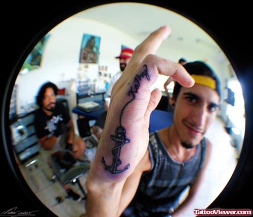 Guy right Hand Anchor Tattoo