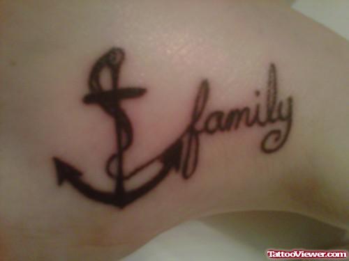 Family And Anchor Tattoo On Foot