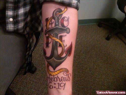 Left Forearm Memorial Anchor Tattoo