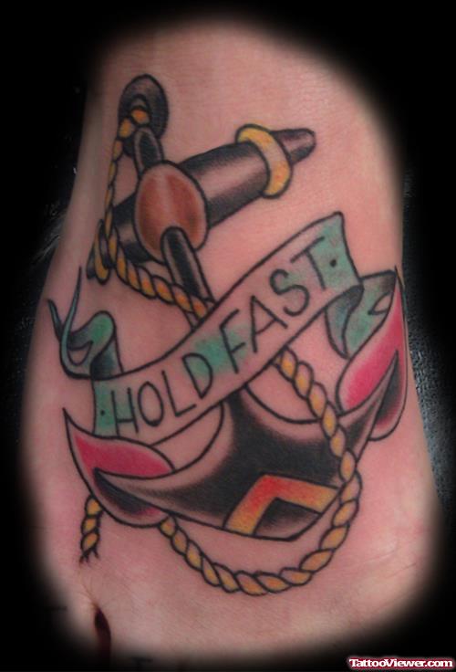 Anchor With Hold Fast Banner Tattoo