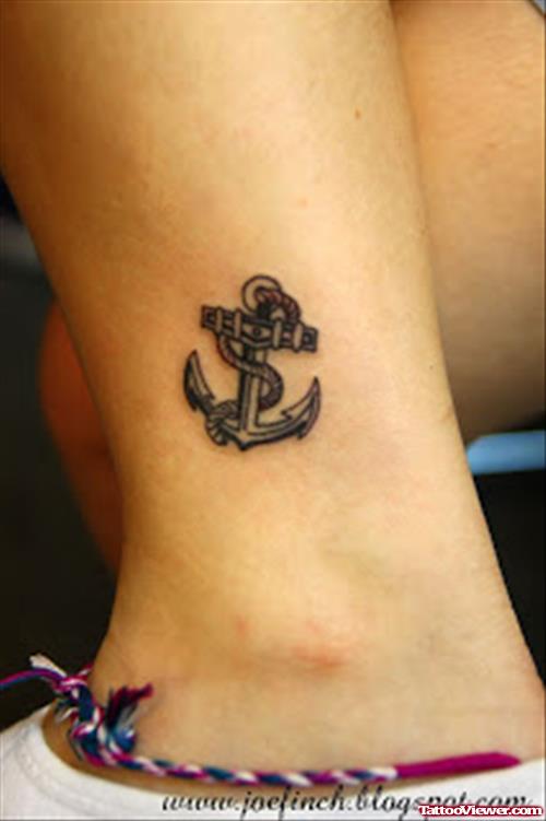 Small Anchor Tattoo On Leg