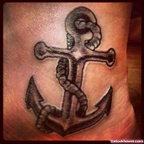 Anchor With Rope Tattoo On Hell