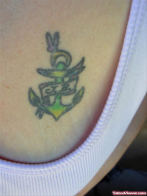 Green Anchor Tattoo With JB Banner
